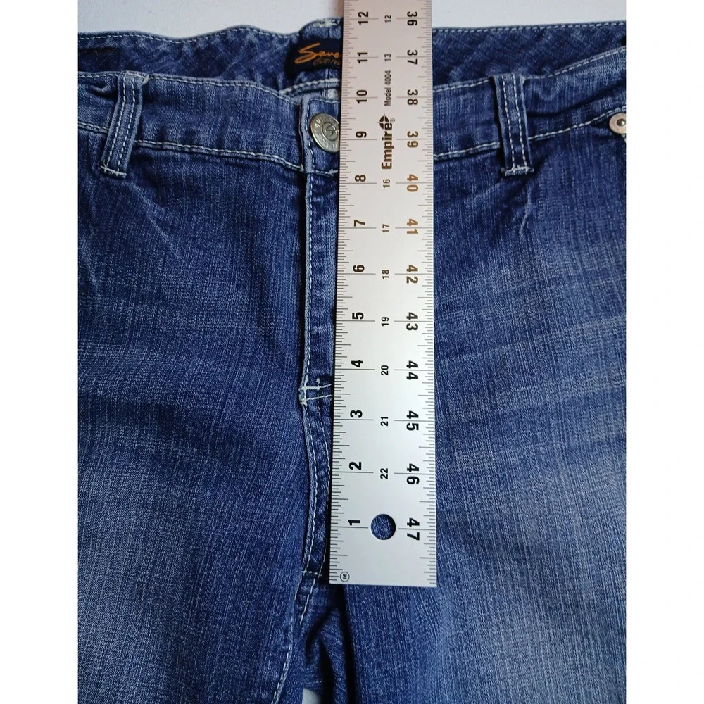 Y2K Seven7 Luxe Women Plus Size 18 Bermuda Denim Shorts Medium Wash Blue Stretch